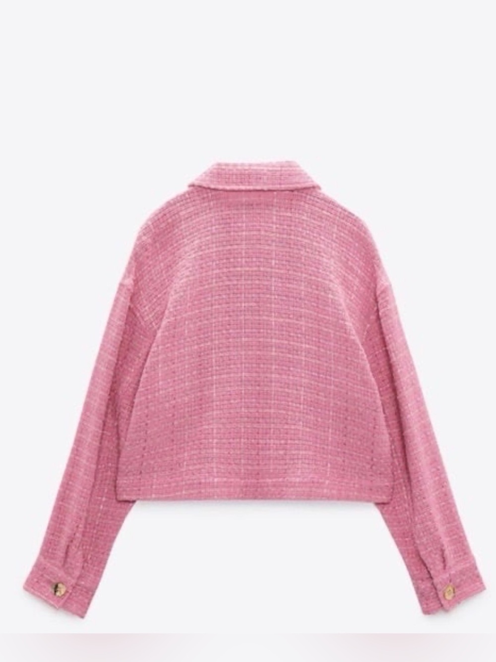 ZARA Bubblegum Pink Tweed Cropped Jacket - Picture 8 of 10